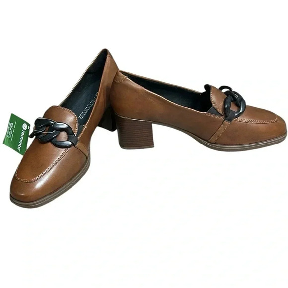 Remonte  shoes, women leather NEW! Chunky heel Dovoo-22, solid,embellished,tan - Picture 15 of 16